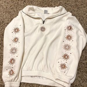 CREAM 3/4 ZIP SUN & MOON PULLOVER